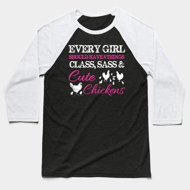 Classy, Sass, and Cute Chickens Baseball T-Shirt by PattisonAvePhanatics